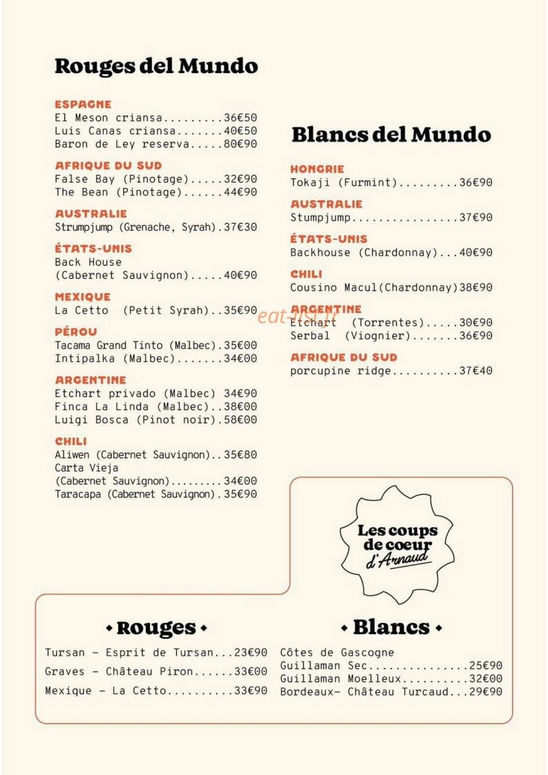 Carte et menu de L'orchestra à Mimizan — Les vins suite