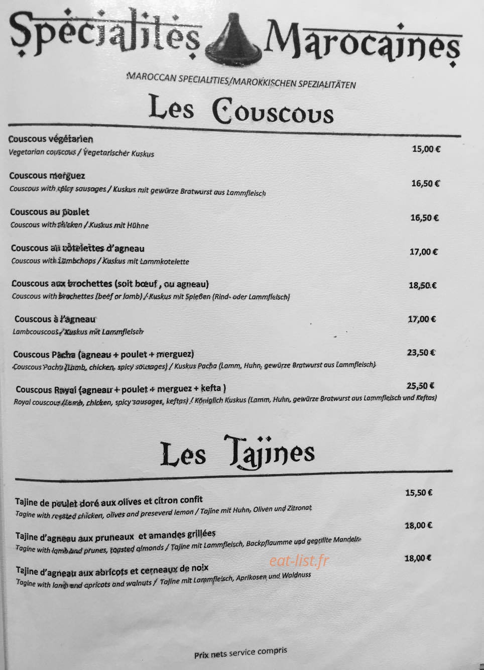 La Belle Epoque — carte page 1