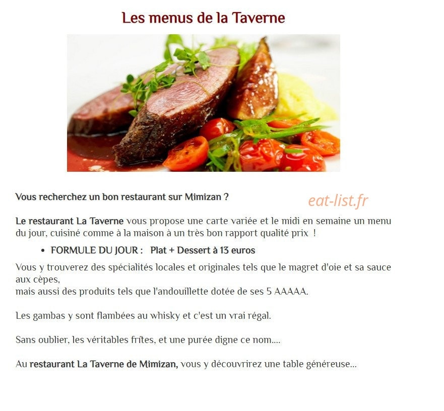La Taverne — carte page 2