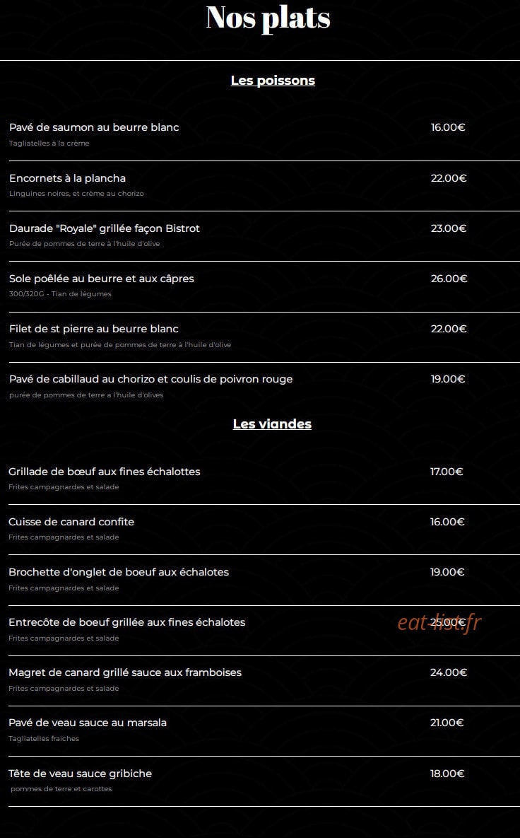 Le Bistrot de la Mer — carte page 2