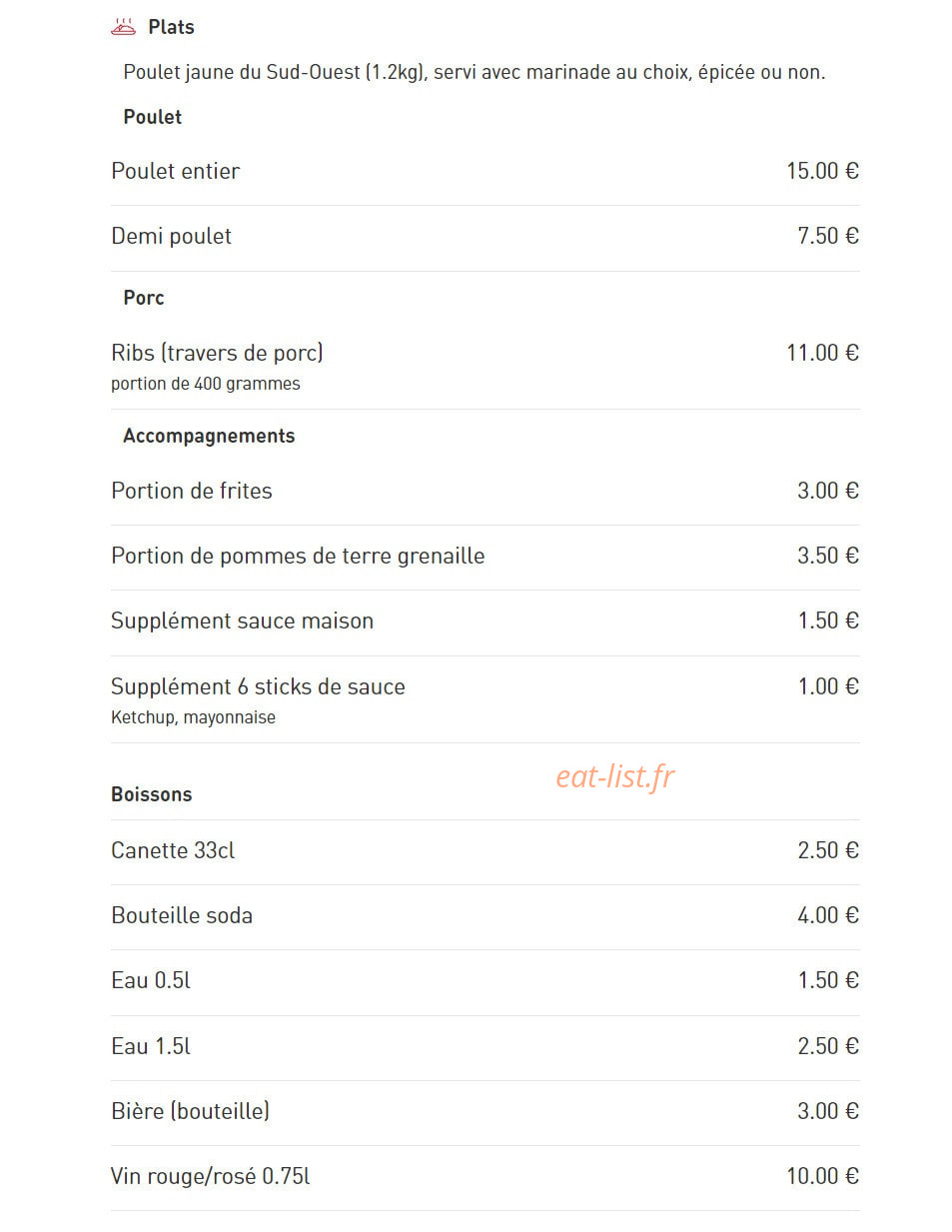 Le Grill — carte page 1