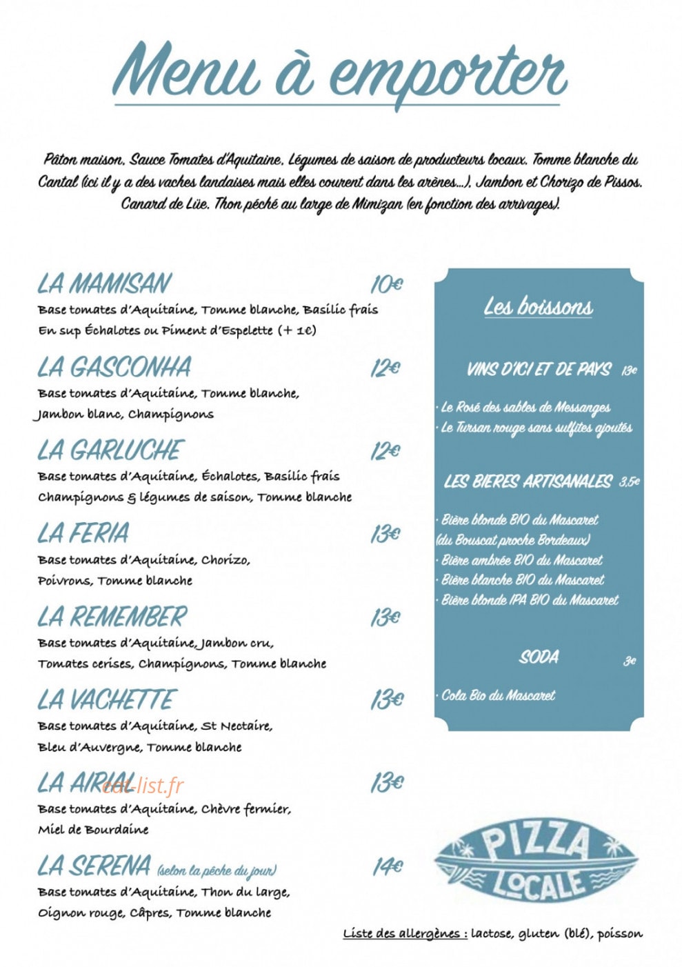 Pizza Locale — carte page 1