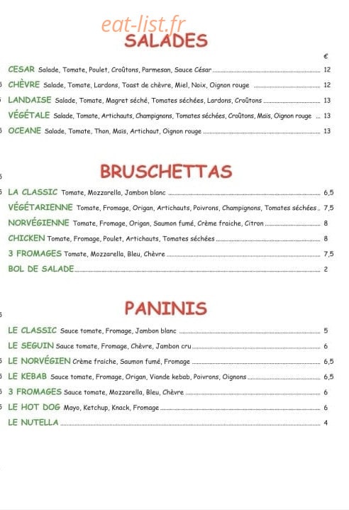 Pizza Prem's — carte page 2