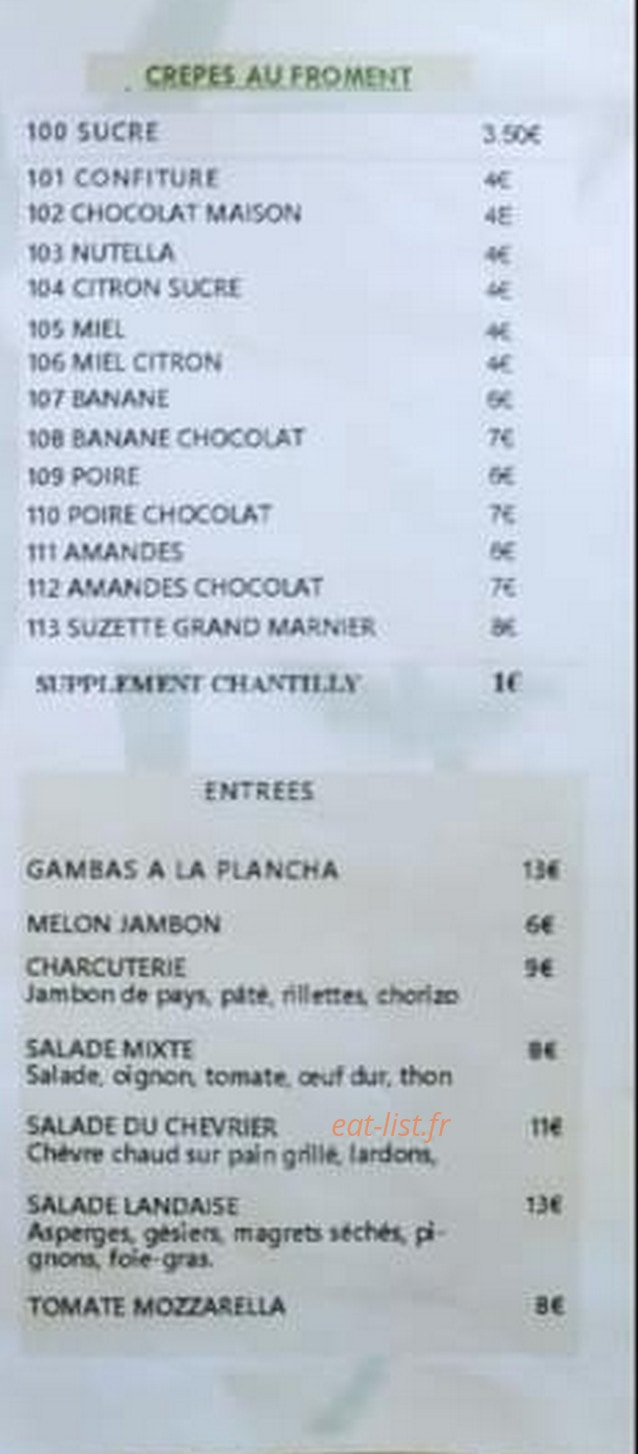 Le Snack Landais — carte page 3