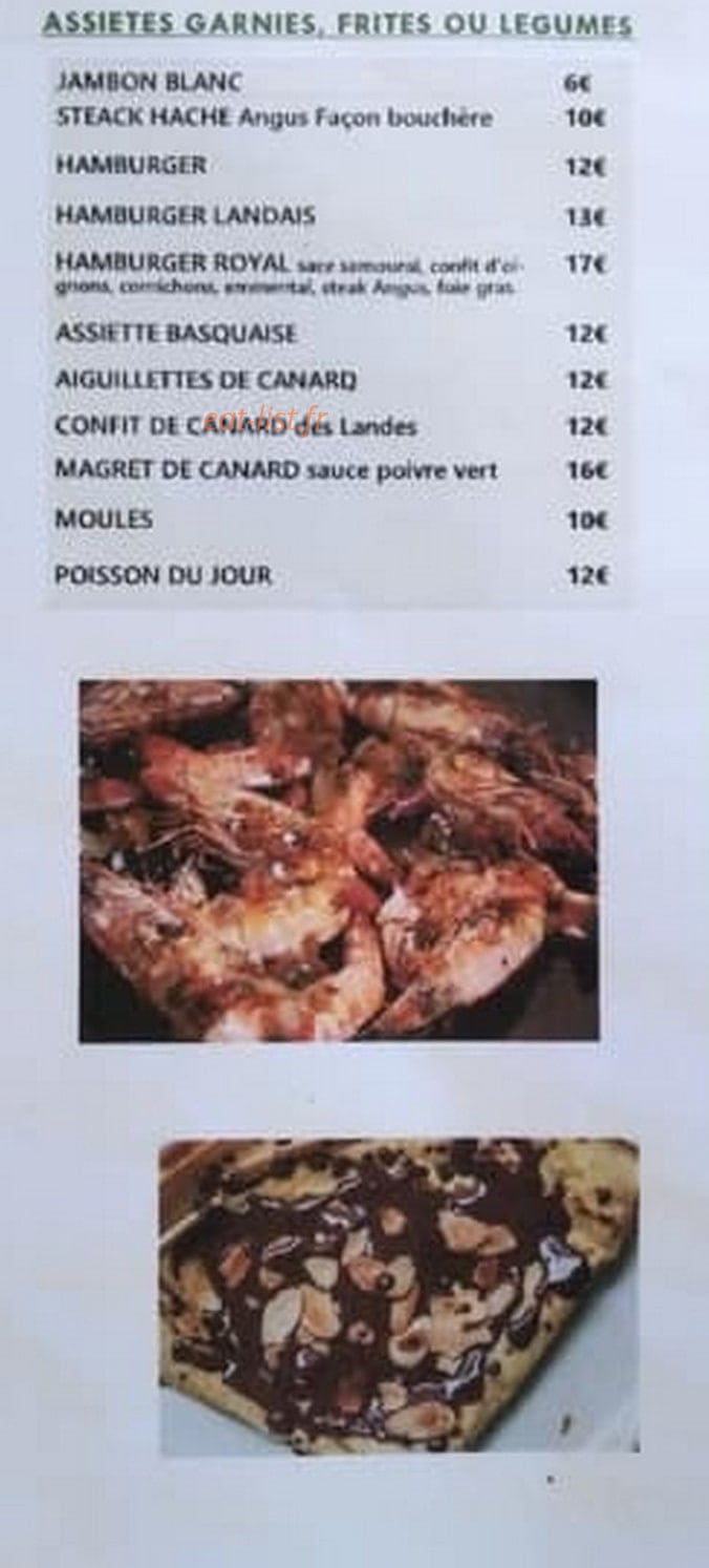 Le Snack Landais — carte page 4