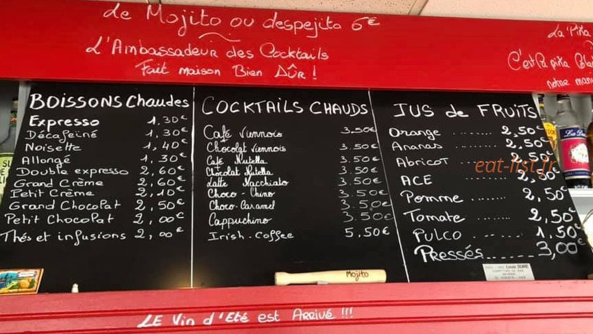 Cafe des sports — carte page 1