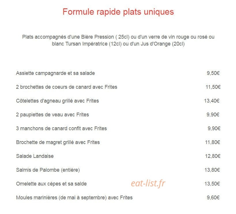 Restaurant Brémontier — carte page 4
