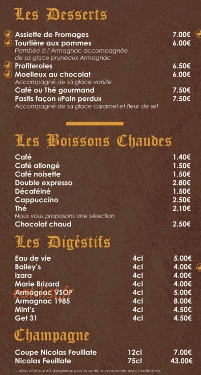 L'auberge landaise — carte page 5