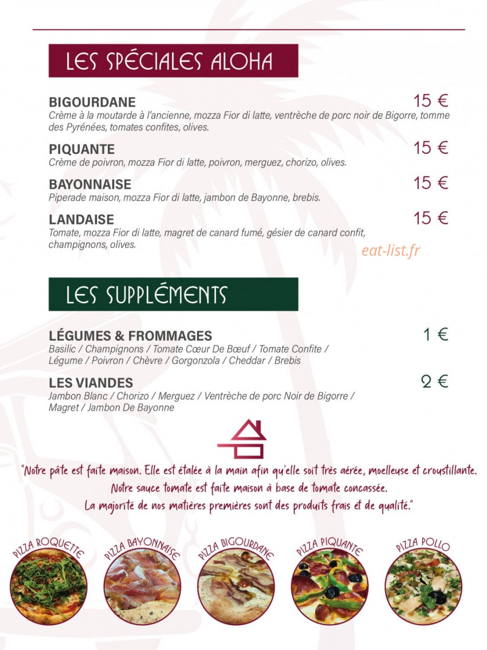 Aloha Pizz' — carte page 3