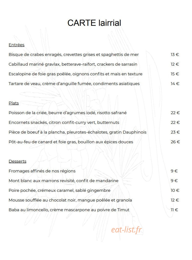 Bar Restaurant Lairrial — carte page 3
