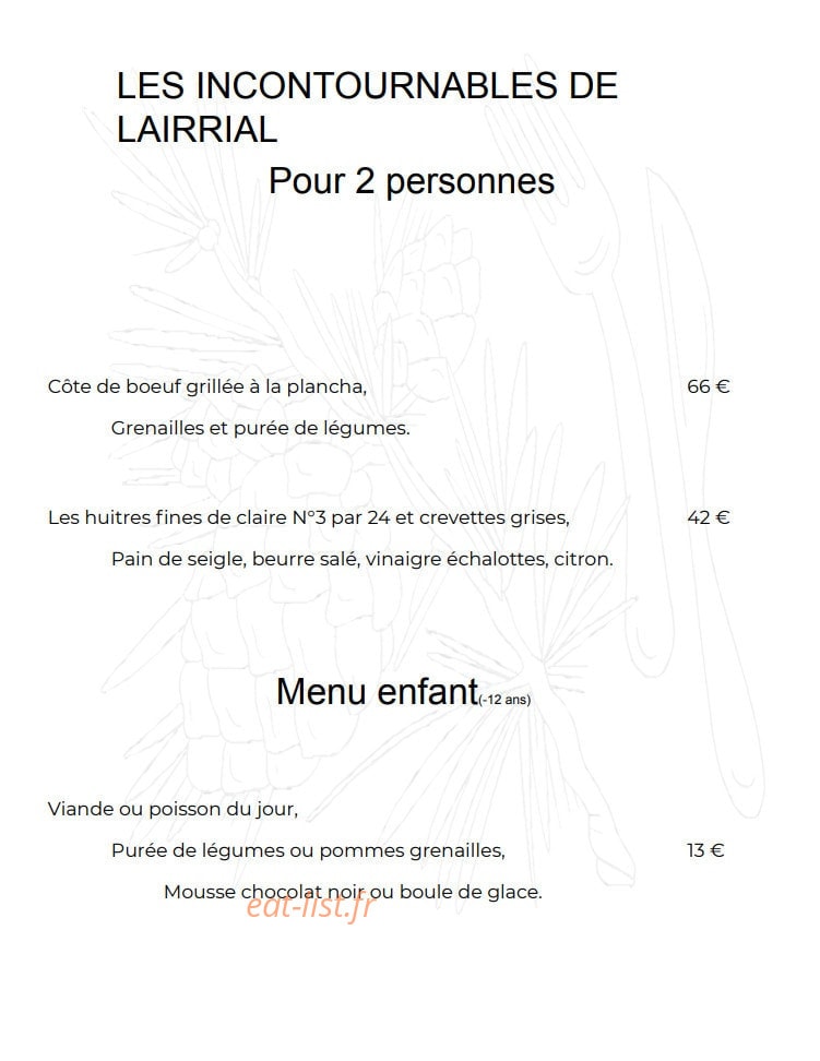Bar Restaurant Lairrial — carte page 4