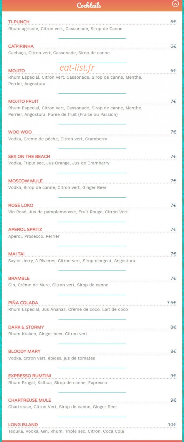 Loko Bar — carte page 6