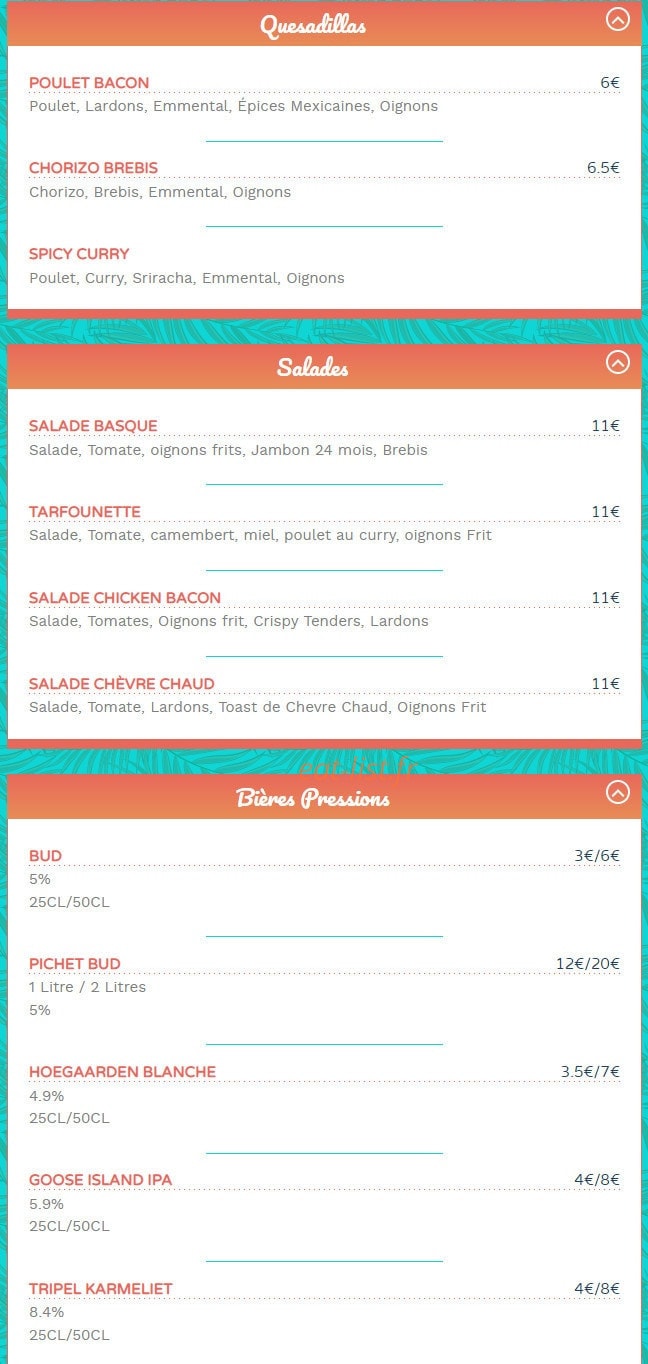 Loko Bar — carte page 3