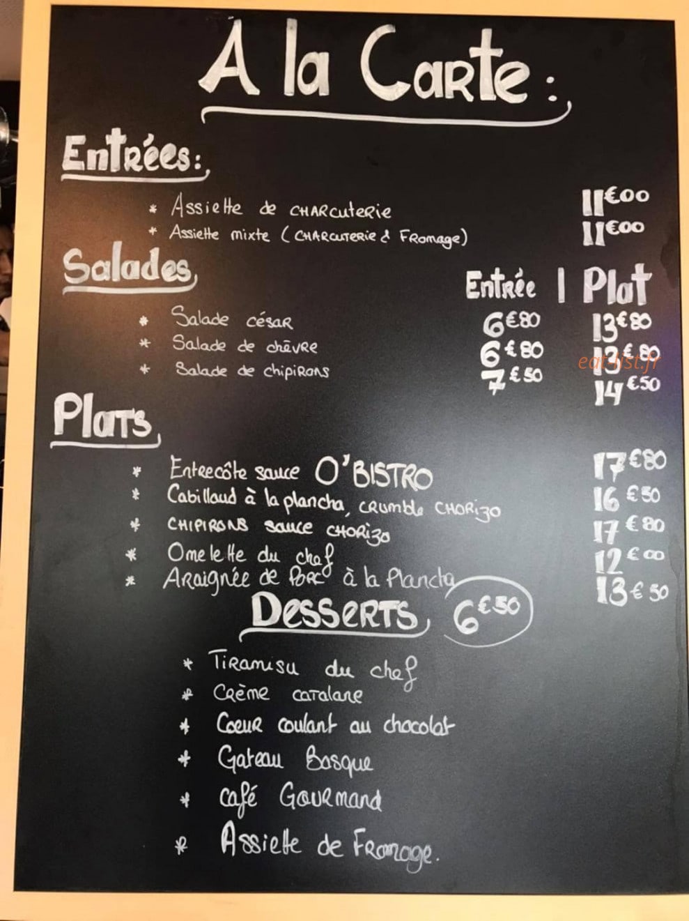 O Bistro.T — carte page 1