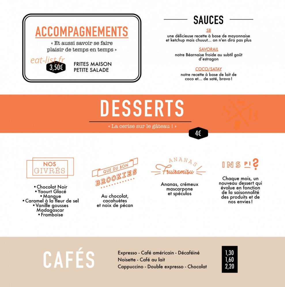 SB Artisans Burger — carte page 5