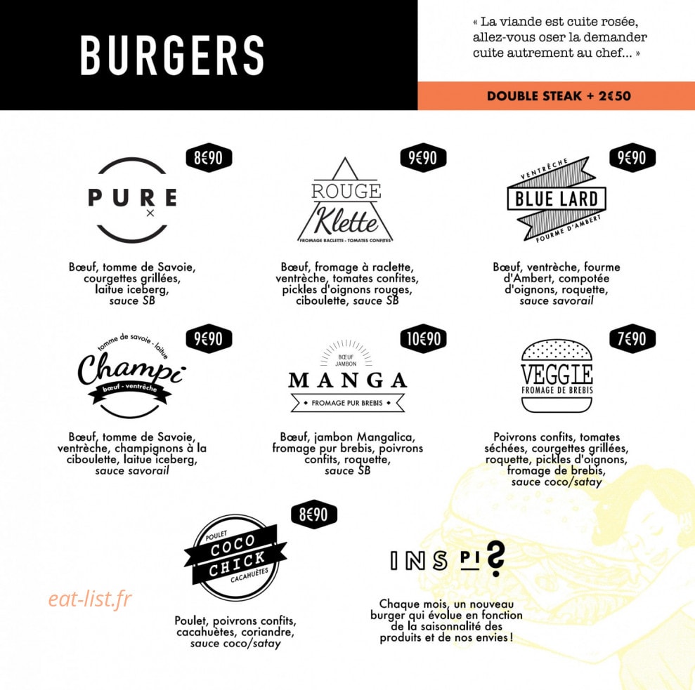 SB Artisans Burger — carte page 3