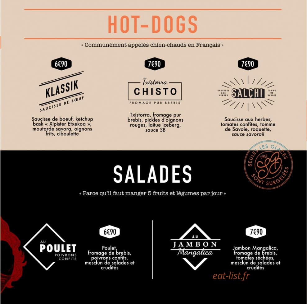 SB Artisans Burger — carte page 4
