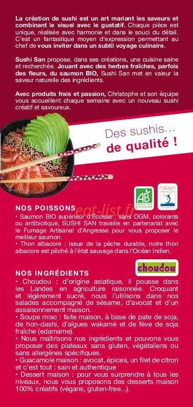 Sushi San — carte page 2