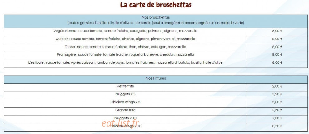 Duck pizza — carte page 2