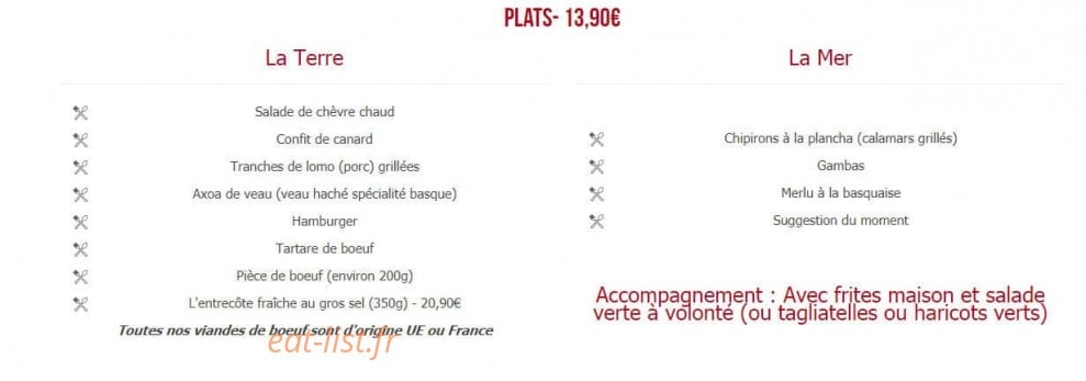 L'estaminet — carte page 1