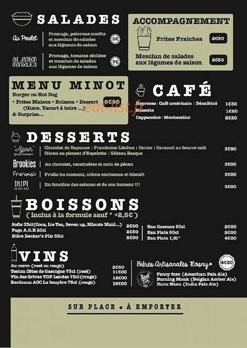 S B Artisans Burger — carte page 2