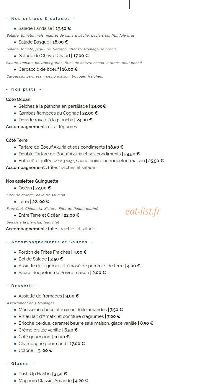 La Guinguette — carte page 2