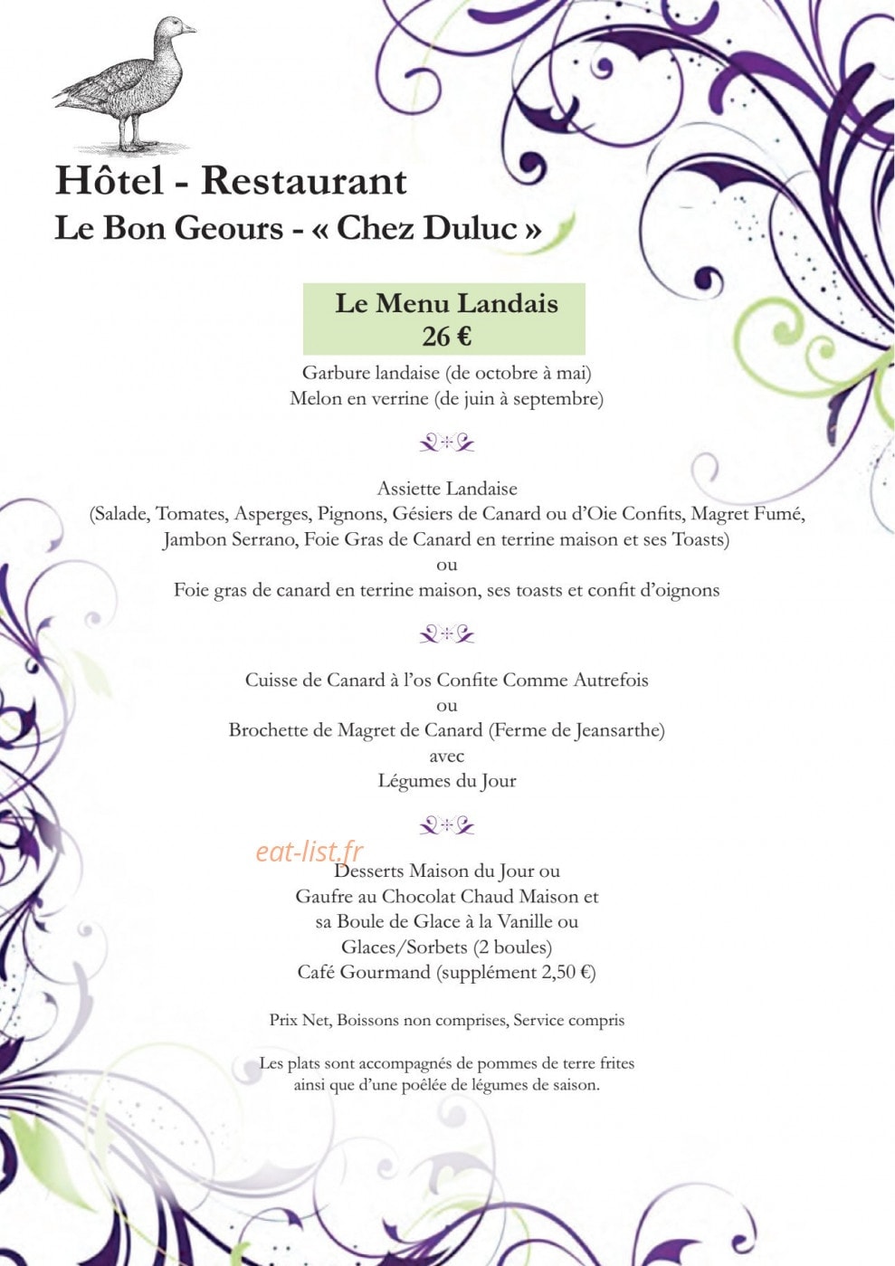 Le Bon Geours — carte page 2