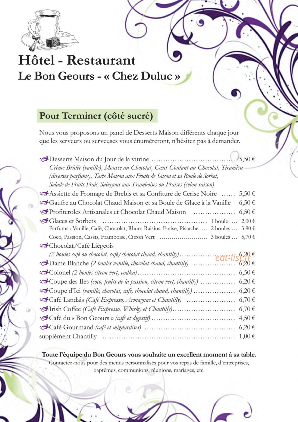 Le Bon Geours — carte page 6