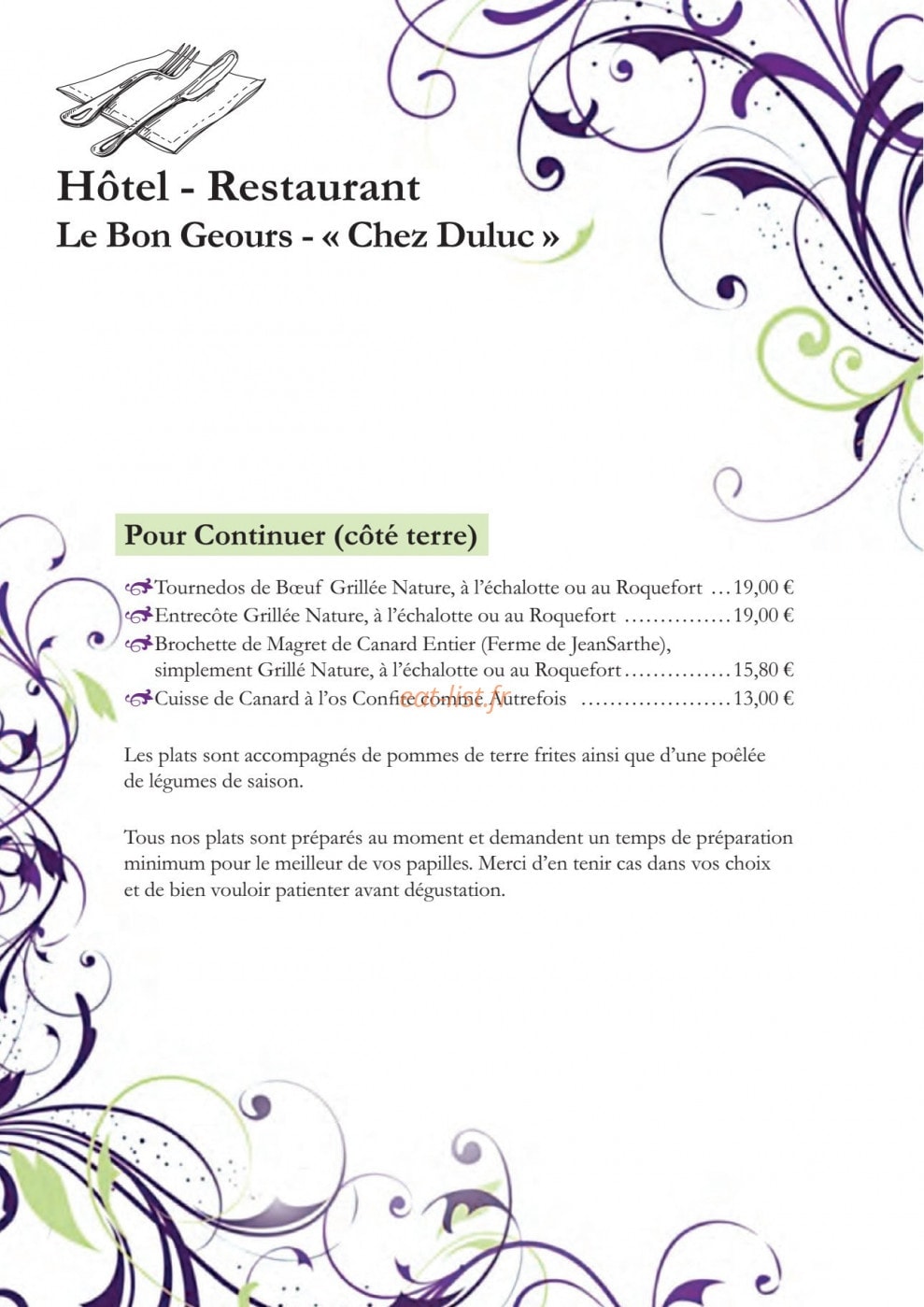 Le Bon Geours — carte page 5