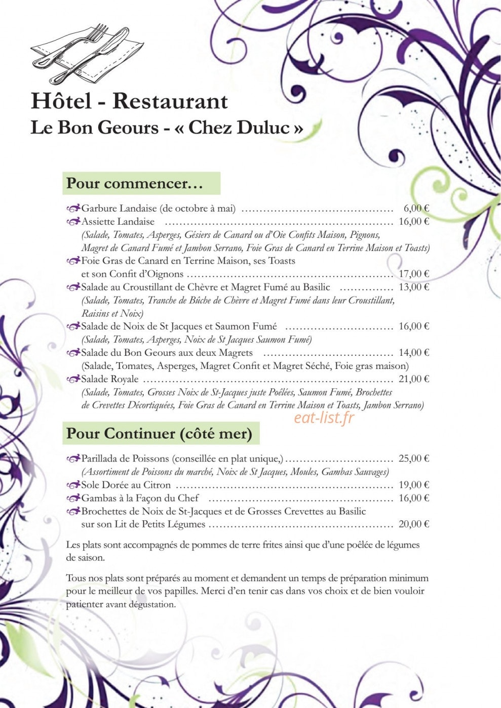 Le Bon Geours — carte page 3