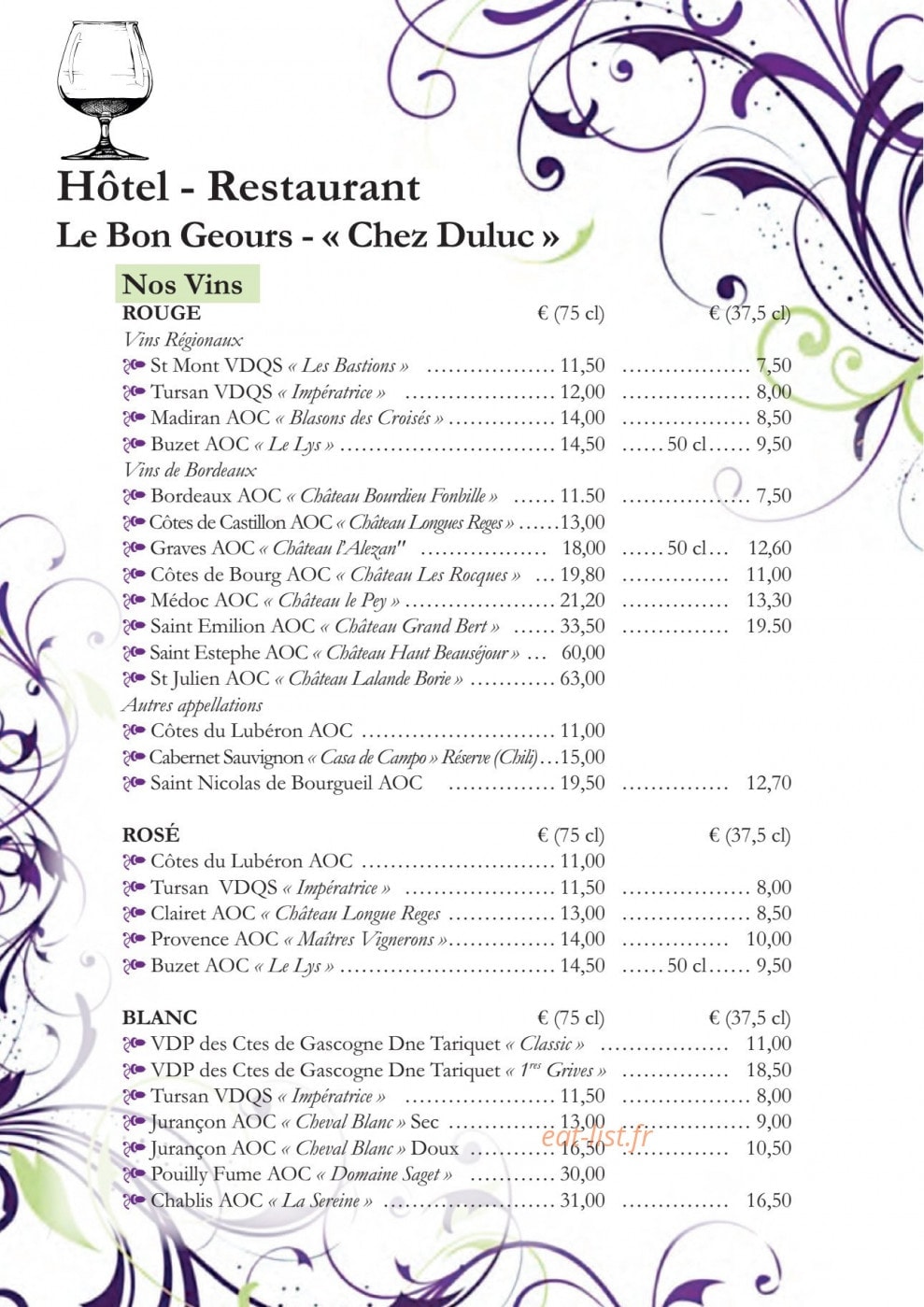 Le Bon Geours — carte page 7