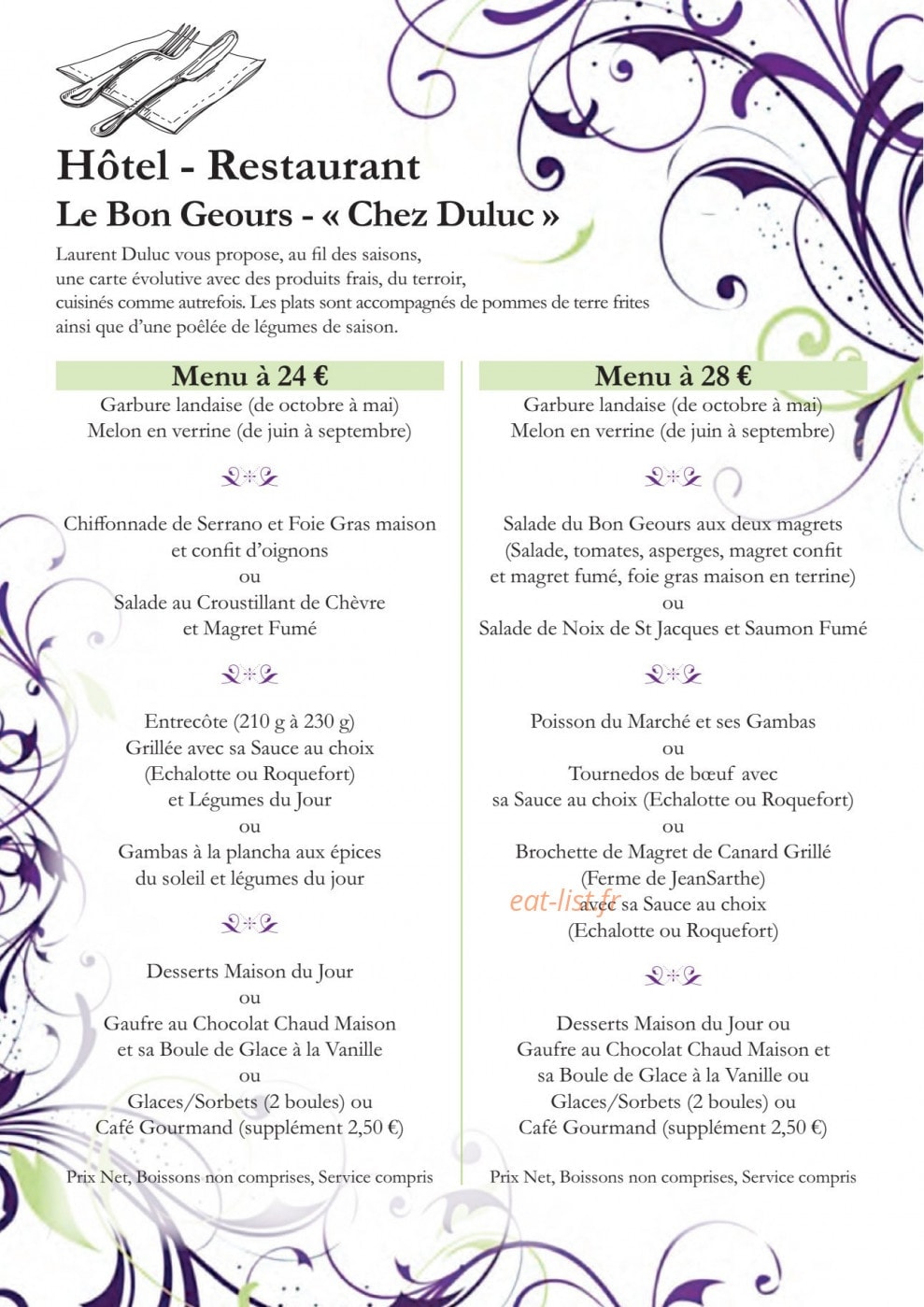 Le Bon Geours — carte page 1