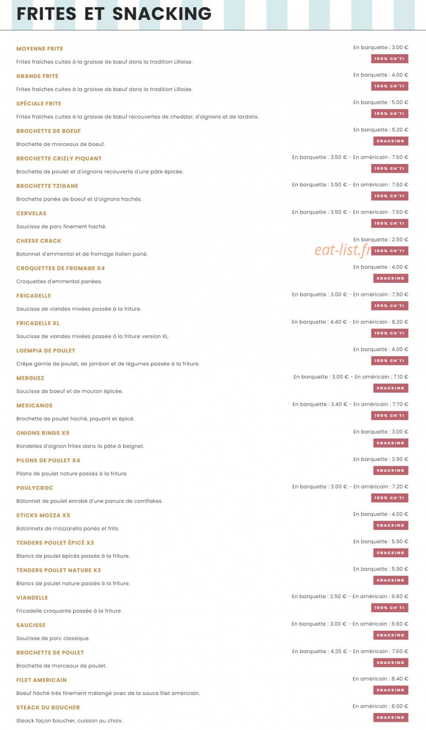 La Ch'tit Frite — carte page 2
