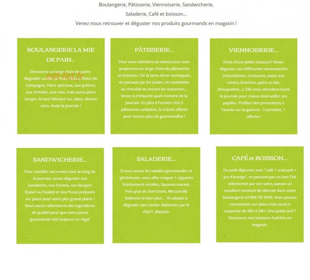La Mie de Pain — carte page 1