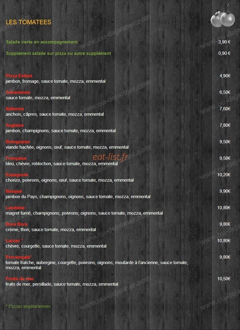 Pizza Nicolass — carte page 1