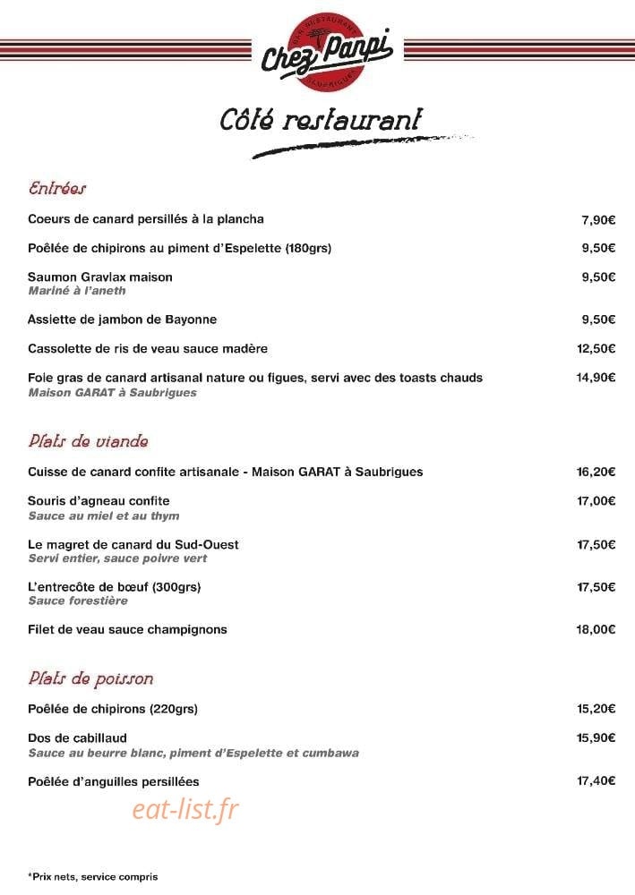 Chez Panpi — carte page 2
