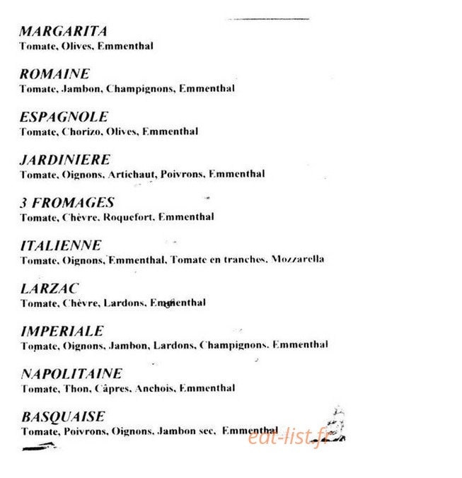 Patrick pizza — carte page 1