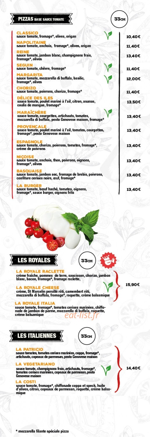 Pizza Bella — carte page 1