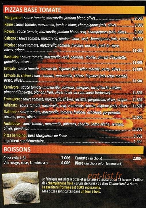 Arenes Pizza — carte page 3