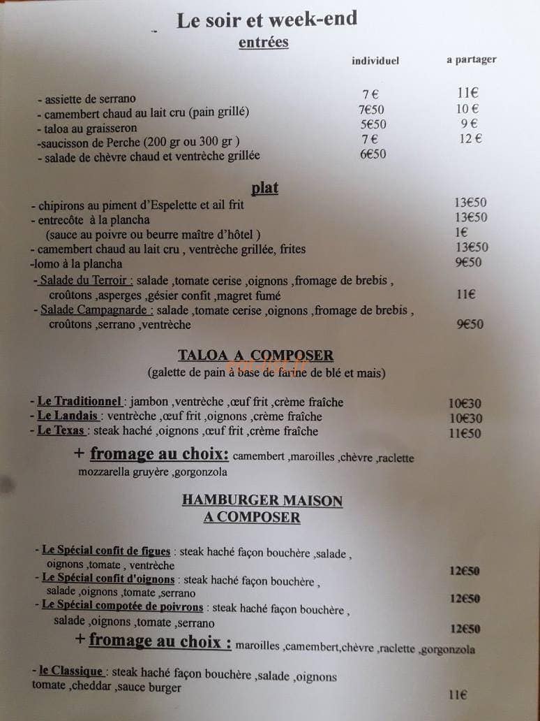 Chez Gilles — carte page 1