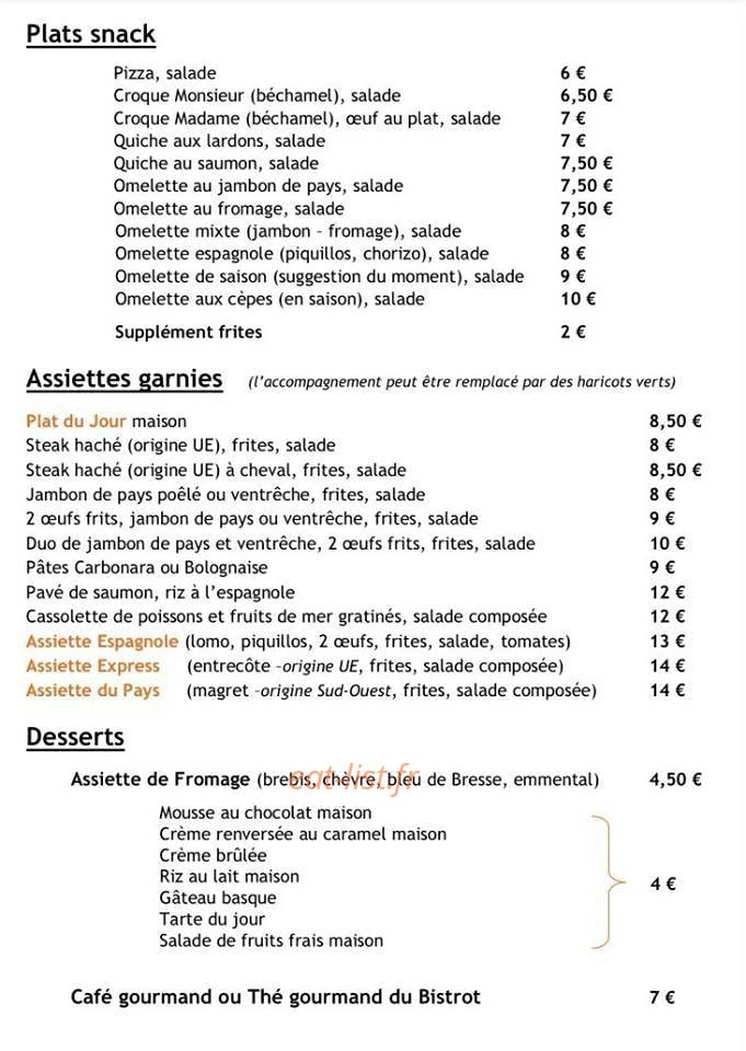 Bistrot du Grand Moun — carte page 3