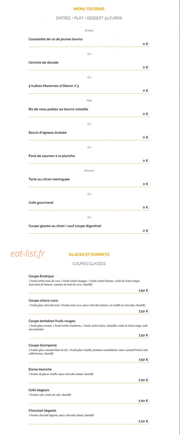 La Taverne — carte page 8