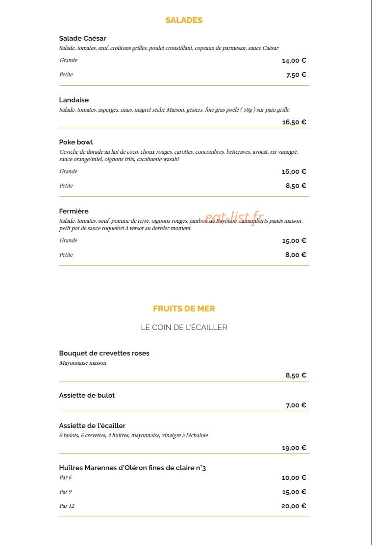 La Taverne — carte page 2