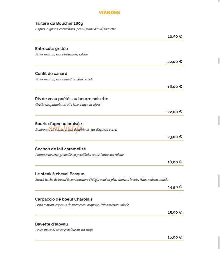 La Taverne — carte page 5