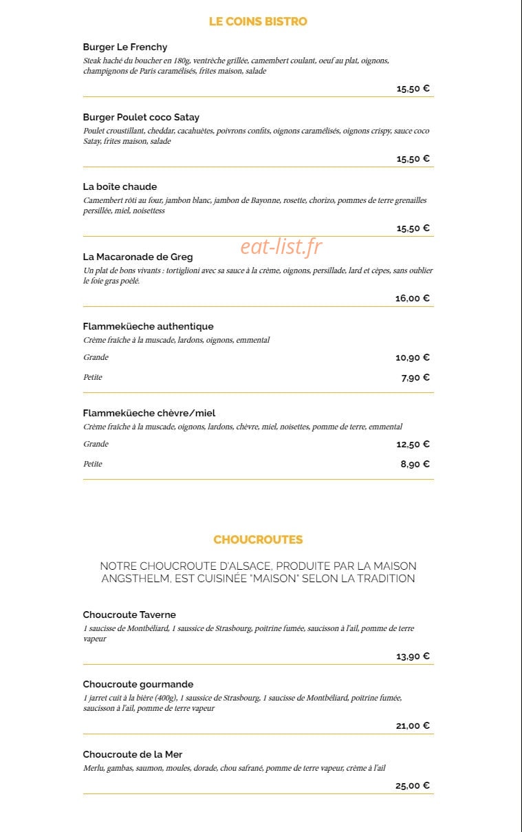 La Taverne — carte page 3