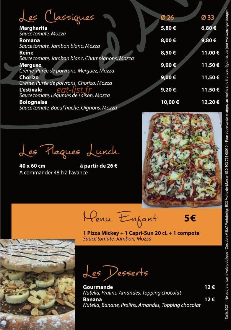 Les Pizzas D'Anatole — carte page 4