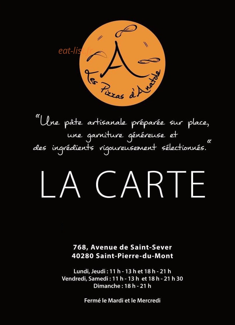Les Pizzas D'Anatole — carte page 1