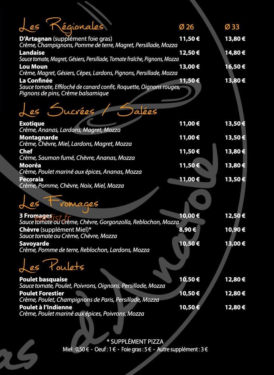Les Pizzas D'Anatole — carte page 3