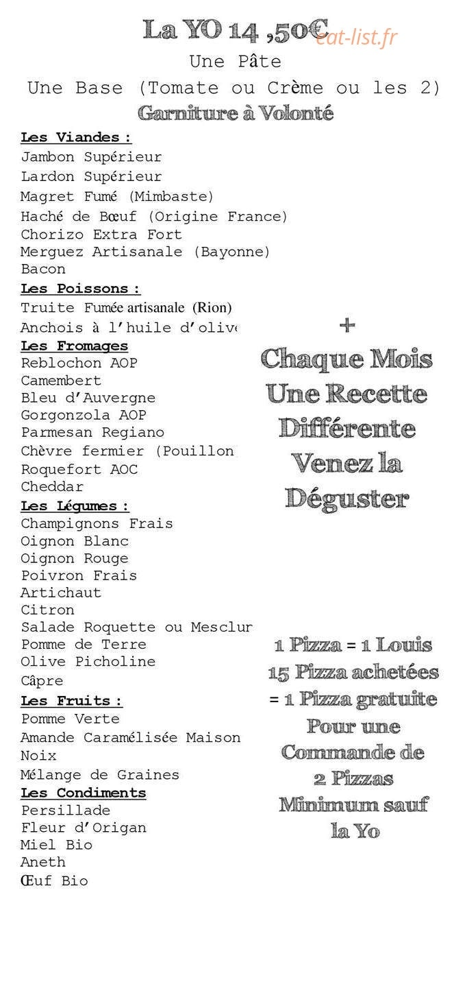 Louis la Pizza — carte page 3