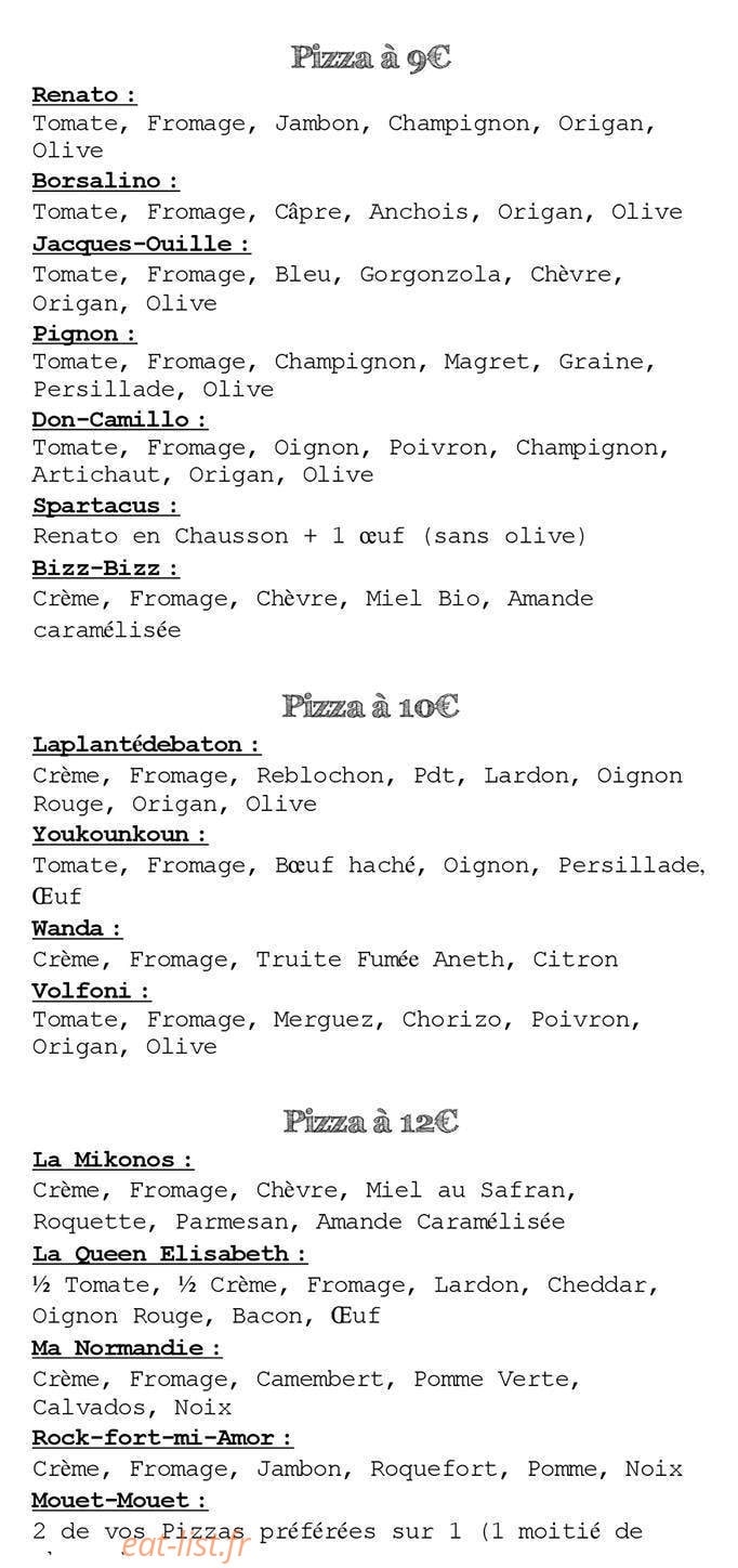 Louis la Pizza — carte page 2